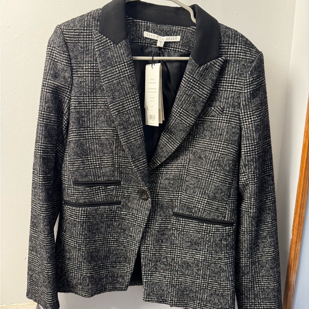 Veronica Beard Black & White Glen Plaid Blazer